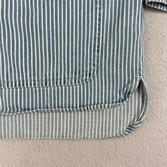 Old Navy Workwear Shacket Women's Medium Railroad Stripe 100% Cotton - Picture 3 of 8